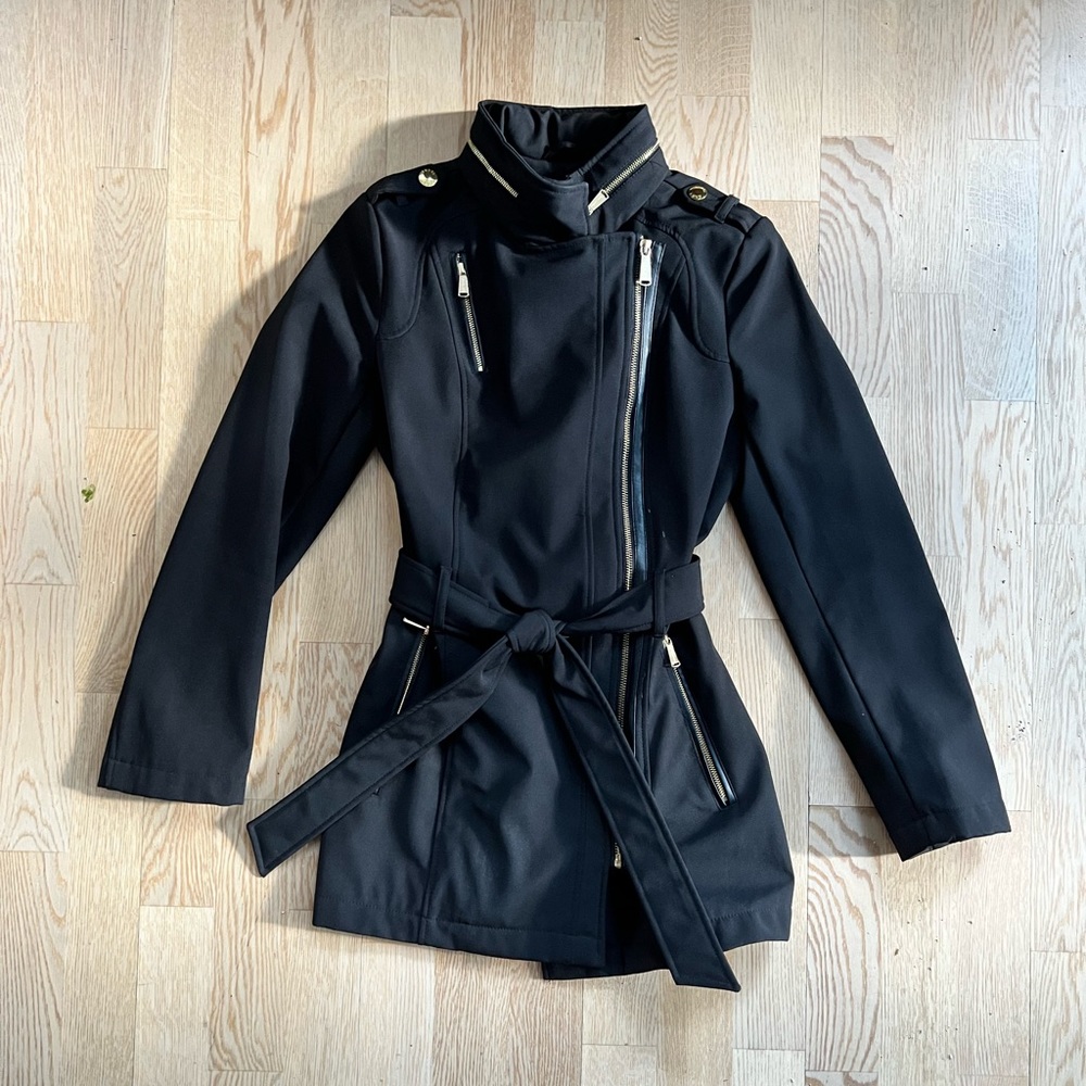 Michael Kors Asymmetrical Water Repellent Jacket - Black